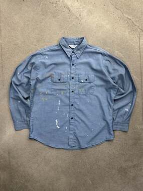 Vintage Five Brother Paint Splatter Chambray Work Shirt - XL